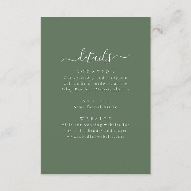 Cartão De Informações Elegant Minimal Wedding Details Enclosure Card (Frente)