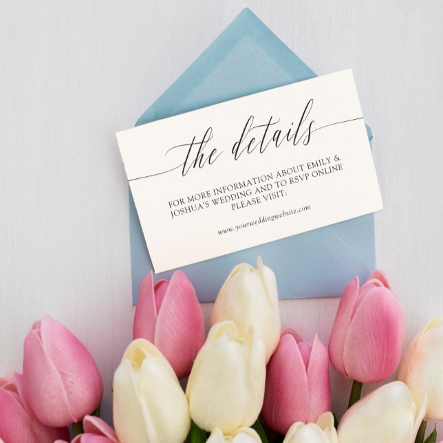 Cartão De Informações Elegant Minimalist Calligraphy Wedding Details (Criador carregado)