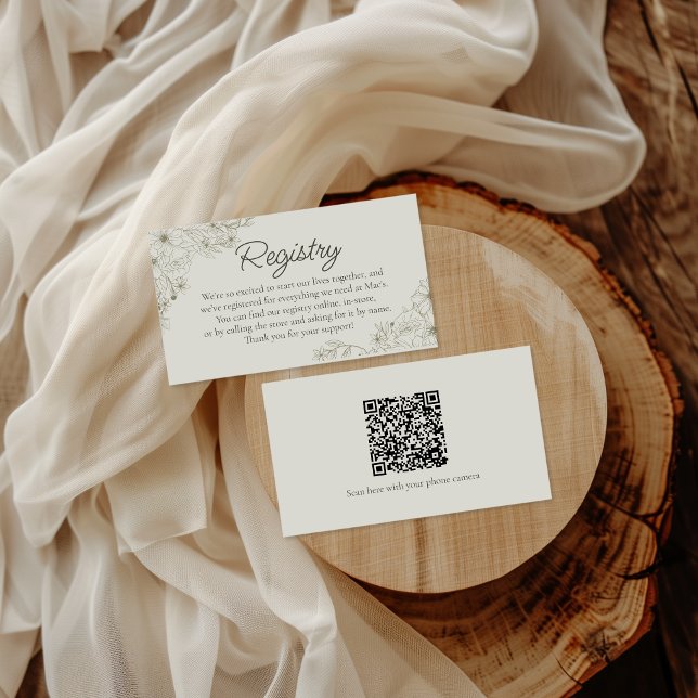 Cartão De Informações Elegant Minimalist Floral Wedding Registry Insert  (Criador carregado)