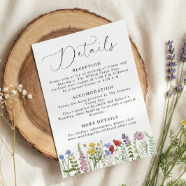 Cartão De Informações Elegant Minimalist Whimsical Wildflower Wedding