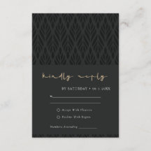 ELEGANT MODERN ART DECO BLACK GOLD WEDDING RSVP