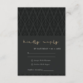 CARTÃO DE INFORMAÇÕES ELEGANT MODERN ART DECO BLACK GOLD WEDDING RSVP