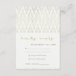 CARTÃO DE INFORMAÇÕES ELEGANT MODERN ART DECO WHITE SILVER WEDDING RSVP