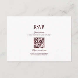Cartão De Informações Elegant Modern Burgundy Wedding QR Code RSVP