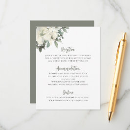 Cartão De Informações Elegant Olive Green Floral Wedding Enclosure Card