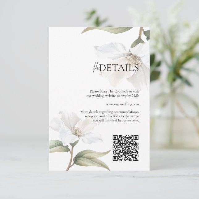 Cartão De Informações Elegant Oriental Magnolia Wedding (Em pé/Frente)