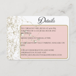 Cartão De Informações Elegant Pearl Gold Script Wedding Romantic Pearls