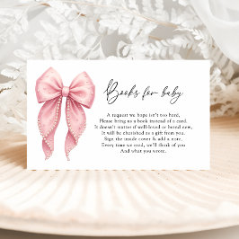 Cartão De Informações Elegant Pink Bow Baby Shower Books For Baby