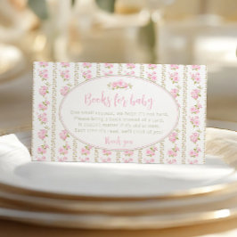 Cartão De Informações Elegant Pink Vintage Floral Books for baby