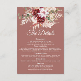 Cartão De Informações Elegant QR Code Wedding Info Card | Dusty Rosewood