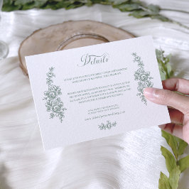 Cartão De Informações Elegant Sage Baroque Roses Wedding