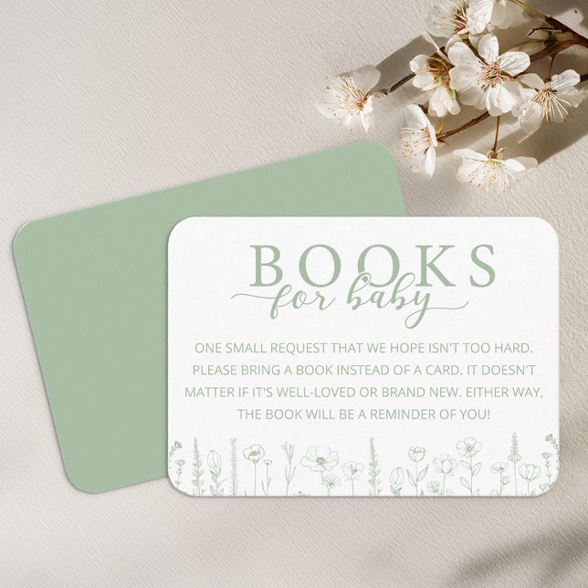 Cartão De Informações Elegant Sage Green Books for Baby Card (Books for Baby - Sage Green)