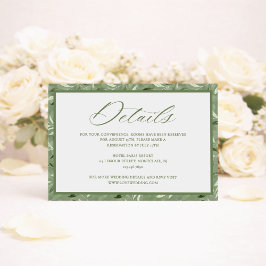 Cartão De Informações Elegant Sage Green Botanical Wedding Details