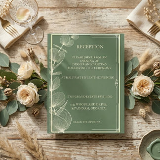 Cartão De Informações Elegant Sage Green Eucalyptus Wedding Reception