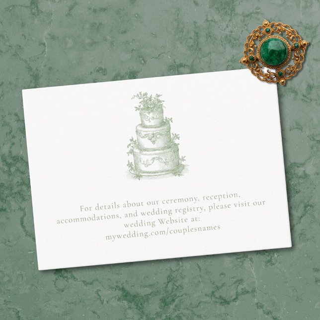 Cartão De Informações Elegant Sage Green Toile French Manor Wedding  (Elegant Sage Green Toile French Manor Wedding Enclosure Card)
