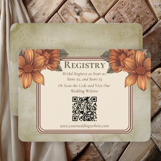 Cartão De Informações Elegant Sage Terracotta Floral Bridal Registry 