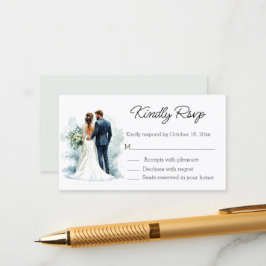 Cartão De Informações elegant script bride & groom rsvp wedding