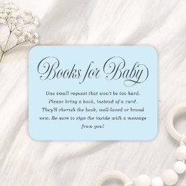 Cartão De Informações Elegant Script Lt. Blue Baby Shower Books For Baby