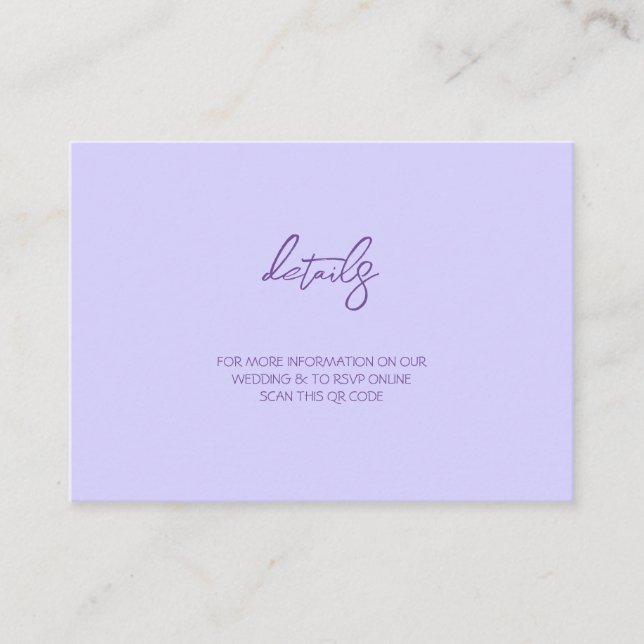 Cartão De Informações Elegant Solid Purple Lavender (Frente)