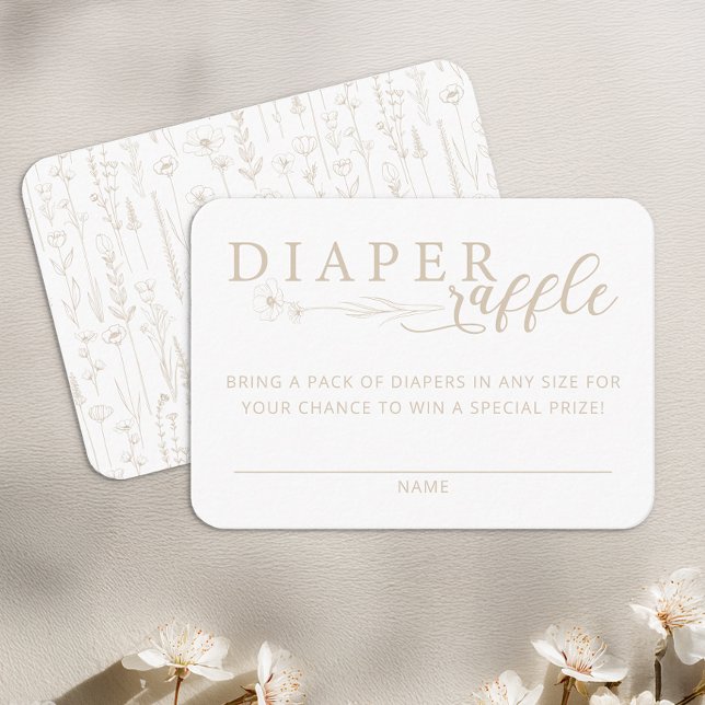 Cartão De Informações Elegant Taupe Neutral Baby Shower Diaper Raffle (Diaper Raffle Card)
