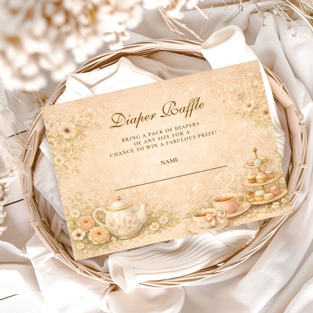 Cartão De Informações Elegant Tea Garden Diapper Raffle (Criador carregado)