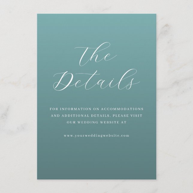 Cartão De Informações Elegant Teal Typographic Invite (Frente)