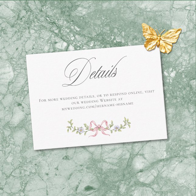 Cartão De Informações Elegant Victorian Pastel Floral Bow Wedding Detail (Elegant Victorian Pastel Floral Bow Wedding Detail Enclosure Card)