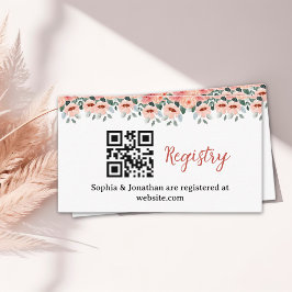 Cartão De Informações Elegant Watercolor Flowers Bridal Shower 