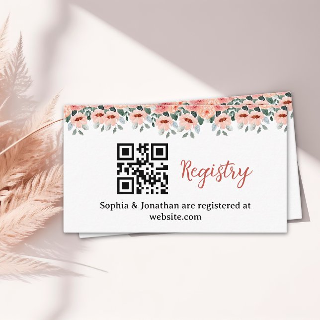 Cartão De Informações Elegant Watercolor Flowers Bridal Shower  (Criador carregado)