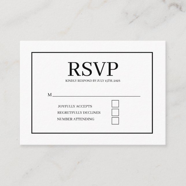 Cartão De Informações elegant wedding RSVP enclosure card  (Frente)