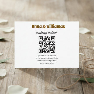 Cartão De Informações Elegant Wedding Website QR Code Enclosure Card