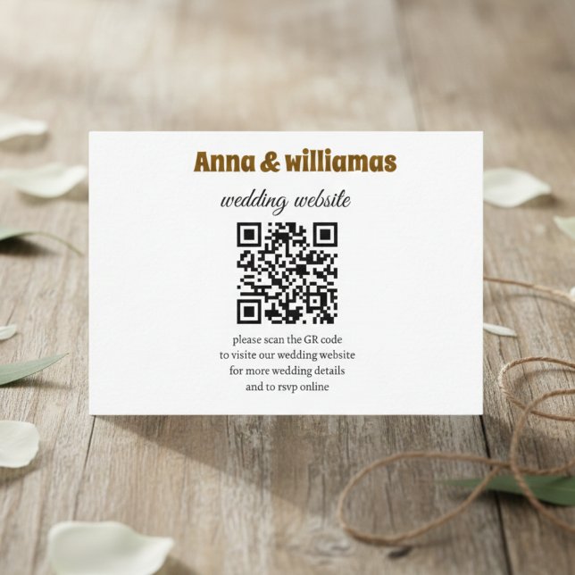 Cartão De Informações Elegant Wedding Website QR Code Enclosure Card (Criador carregado)