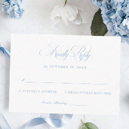 Cartão De Informações Elegant White and Blue Wedding RSVP 