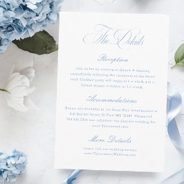 Cartão De Informações Elegant White and Dusty Blue Wedding Details 