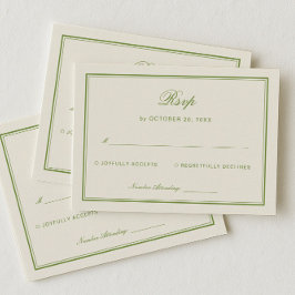 Cartão De Informações Elegant White and Sage Green Wedding Response