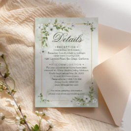 Cartão De Informações Elegant White Floral Wedding Details Card