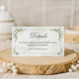 Cartão De Informações Elegant White Floral Wedding Details Card Greenery