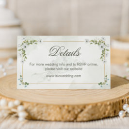 Cartão De Informações Elegant White Floral Wedding Details Card QR Code
