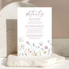 Cartão De Informações Elegant Wildflower Floral Wedding Details