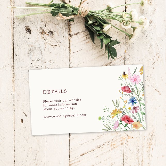 Cartão De Informações Elegant Wildflowers Wedding Enclosure Card (Criador carregado)