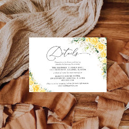 Cartão De Informações Elegant Yellow Wedding Details Card