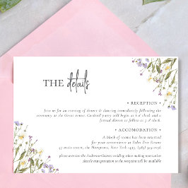 Cartão De Informações Elegante acomodação de casamento boho chic com flo