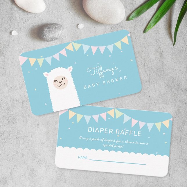 Cartão De Informações Elegante Alpaca Llama Chá de fraldas Fralda Raffle (Criador carregado)