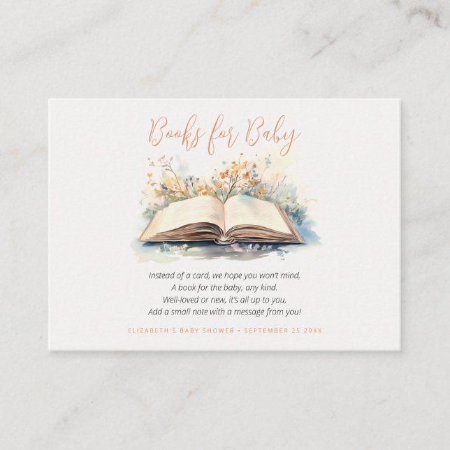 Cartão De Informações Elegante Aquarela Um Novo Chá de fraldas De Capítu (Frente)