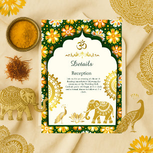 Cartão De Informações elegante arco & casamento hindu tradicional
