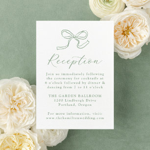 Cartão De Informações Elegante Arco de Casamento Recepção Verde Sage