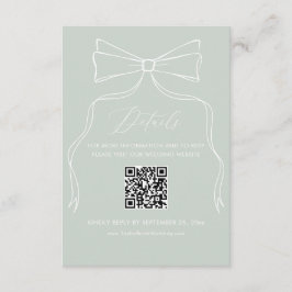 Cartão De Informações Elegante Arco Sage Green Wedding Details Qr Code