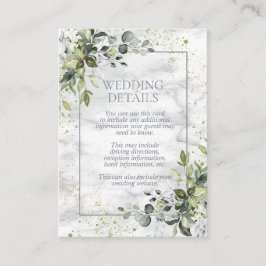 Cartão De Informações Elegante Azul Eycalyptus Greenery Marble