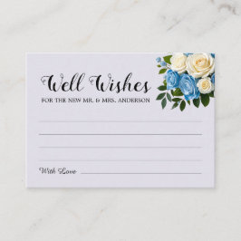 Cartão De Informações Elegante Azul Poeira, Champanhe e Poço dos Desejos