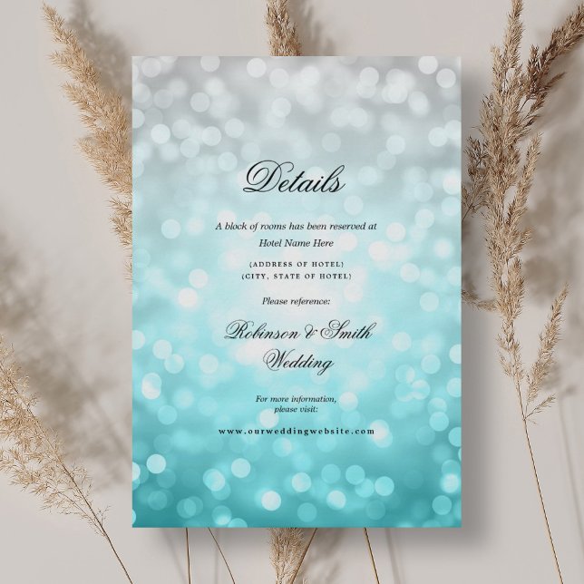 Cartão De Informações Elegante Beach Ombre Bokeh Lights Detalhes do Casa (Elegant Beach Ombre Bokeh Lights Wedding Details Enclosure Card)